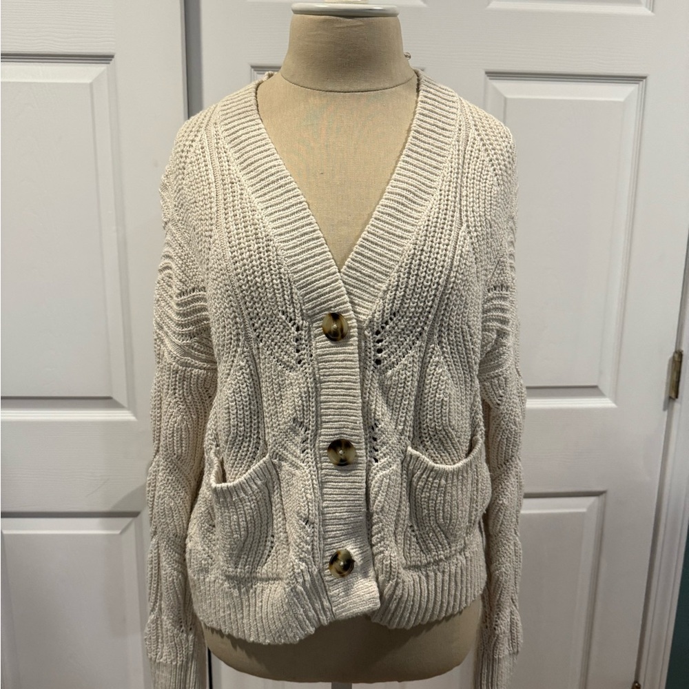 Madewell Cream Knit Cardigan with Pockets